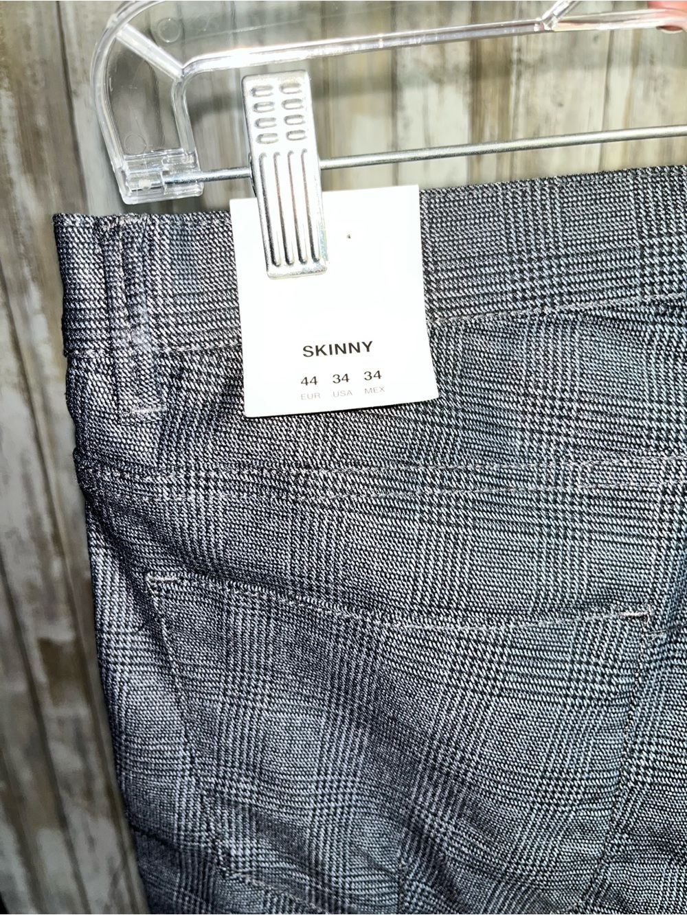 Zara Plaid Skinny Pants NWT Size 34 High Rise Gray Check Career Work Pants - Picture 5 of 6
